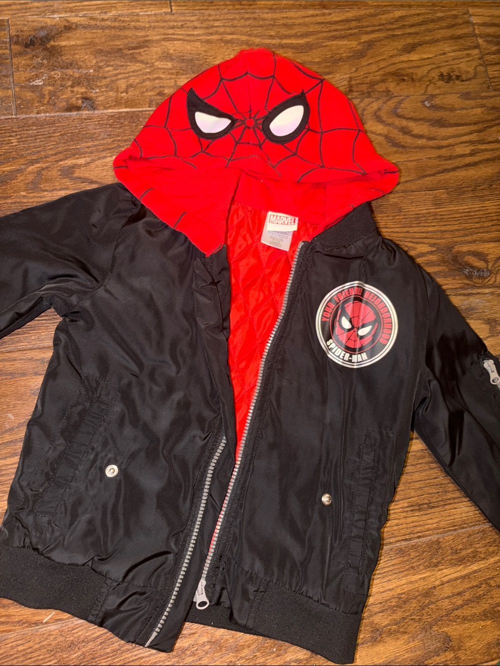 Marvel Kids Black Jacket with Red Spider-Man Hood